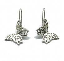 E000739 Sterling silver earrings butterflies on hook solid hallmarked 925